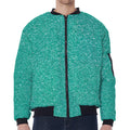Turquoise (NOT Real) Glitter Print Zip Sleeve Bomber Jacket