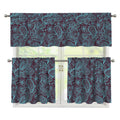 Turquoise Paisley Pattern Print 3 Piece Kitchen Curtains