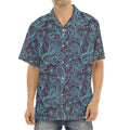 Turquoise Paisley Pattern Print Aloha Shirt
