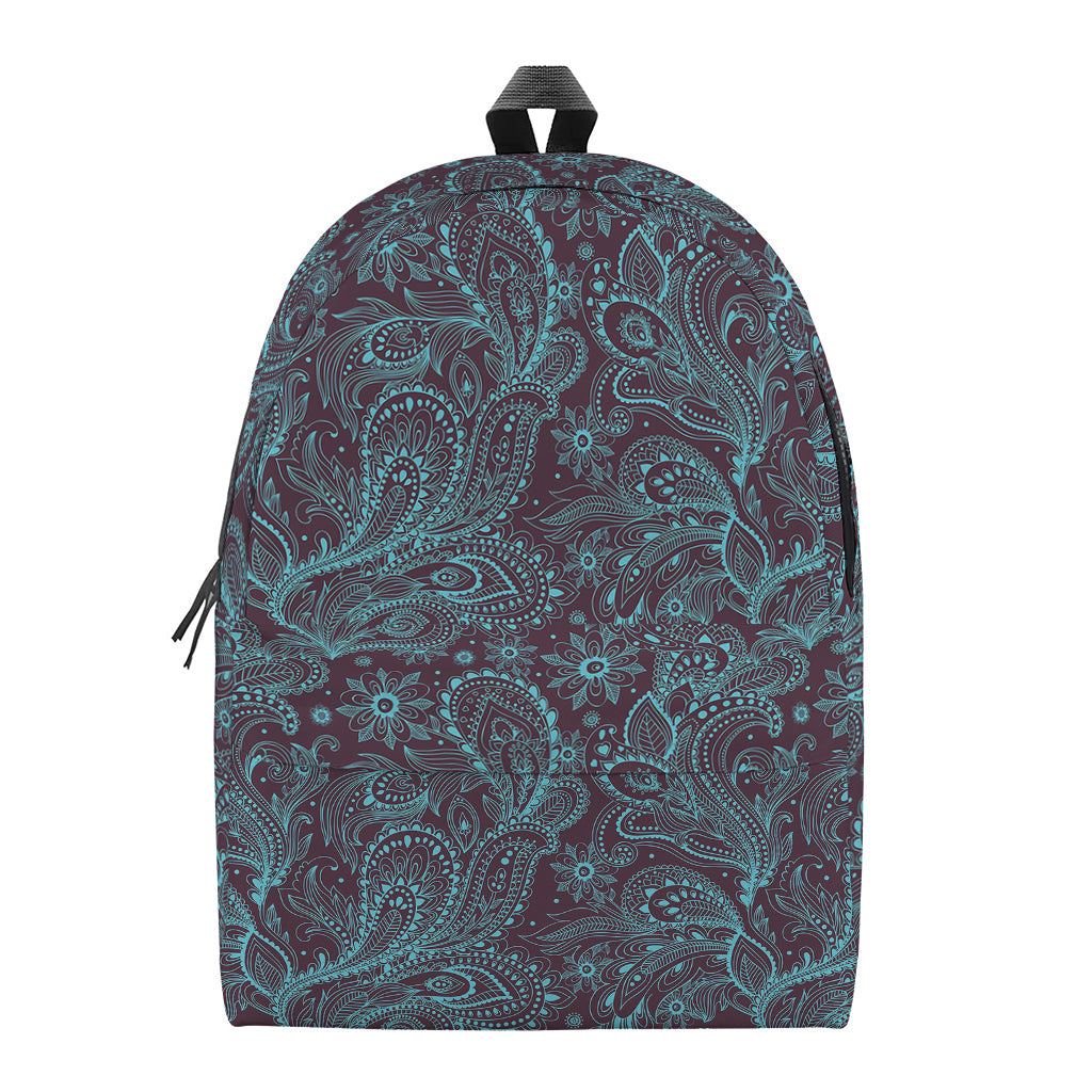 Turquoise Paisley Pattern Print Backpack
