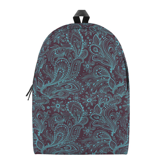 Turquoise Paisley Pattern Print Backpack