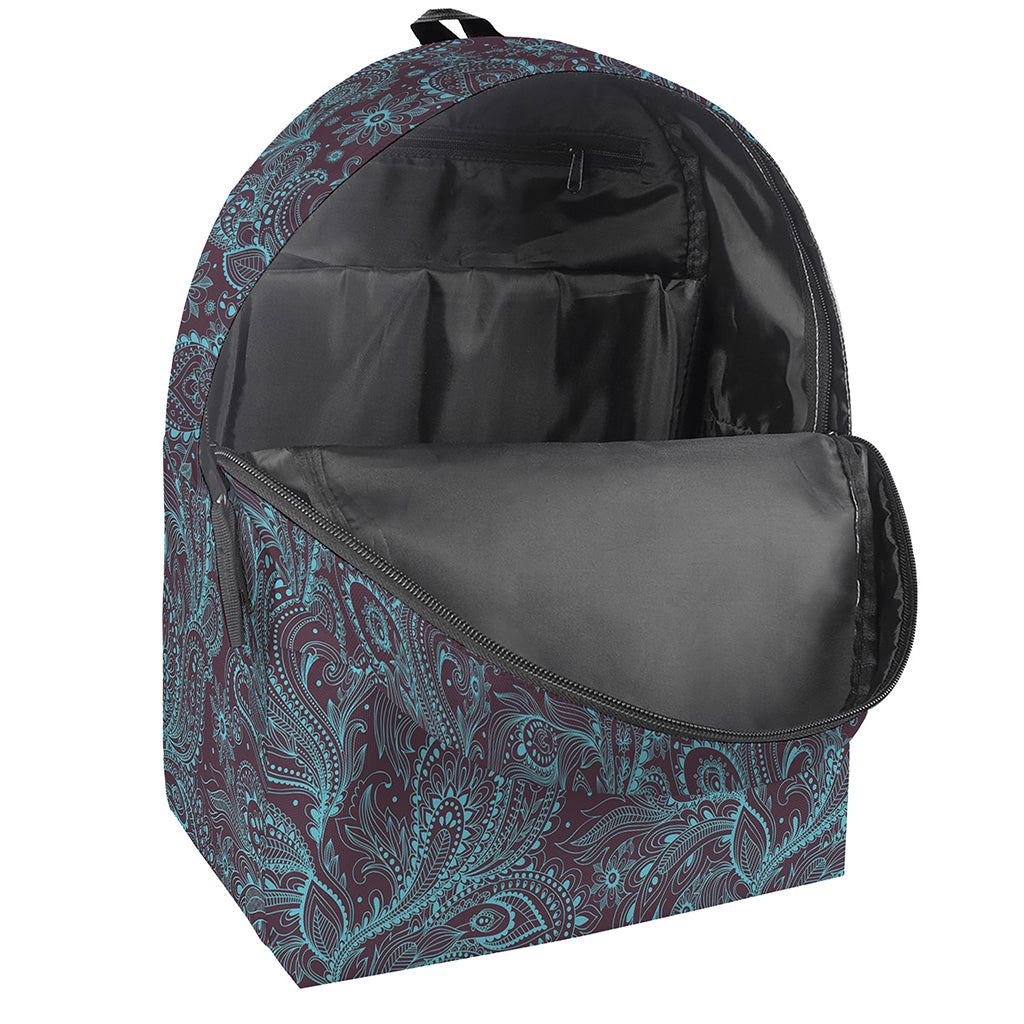 Turquoise Paisley Pattern Print Backpack