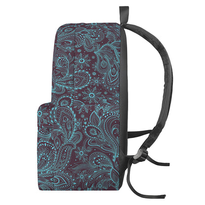 Turquoise Paisley Pattern Print Backpack