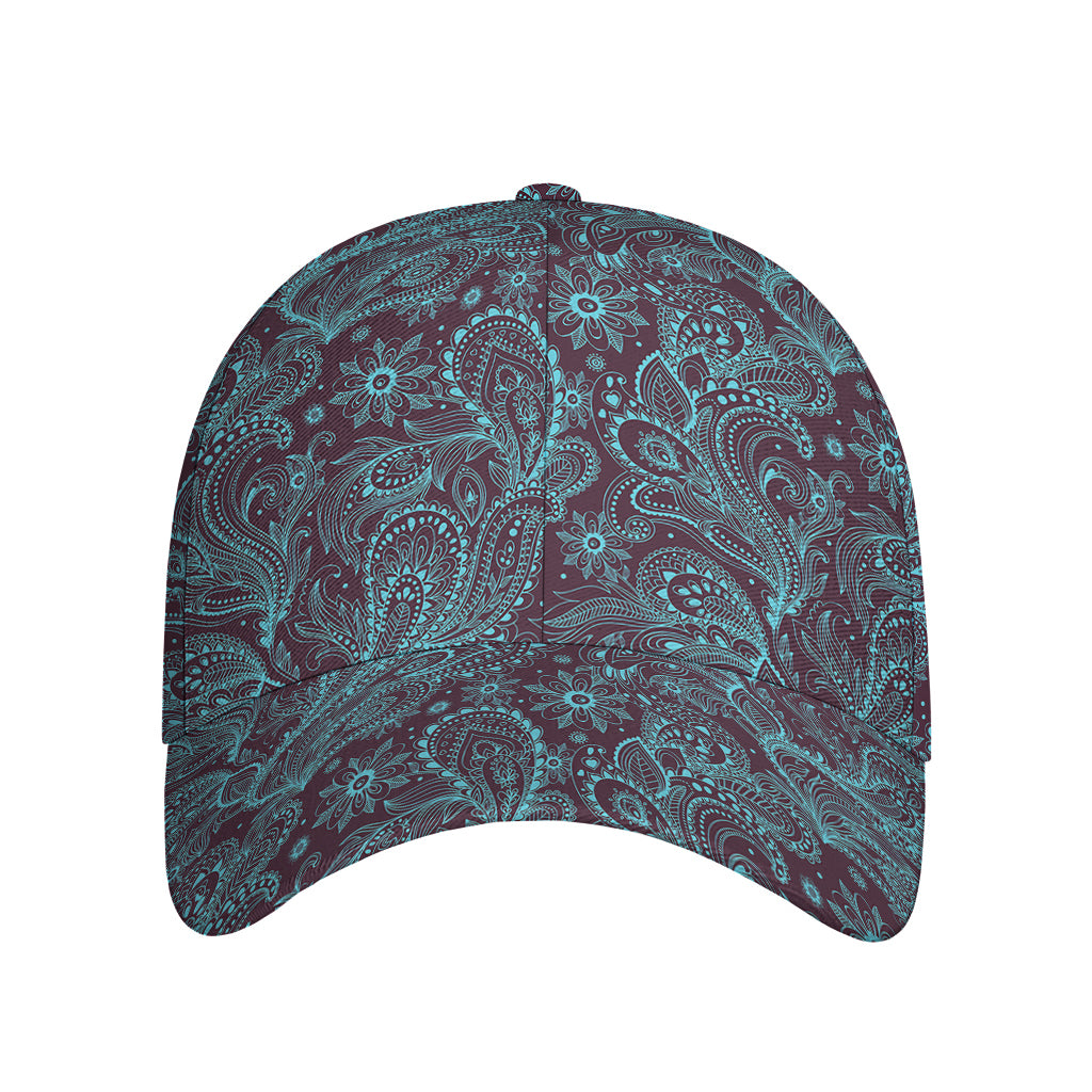 Turquoise Paisley Pattern Print Baseball Cap