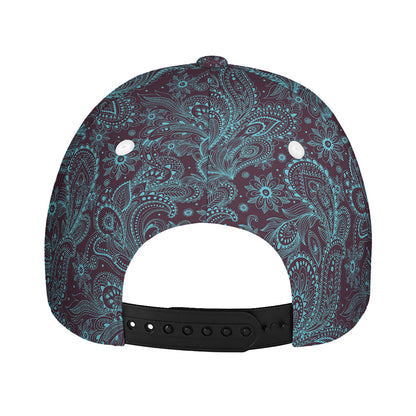 Turquoise Paisley Pattern Print Baseball Cap