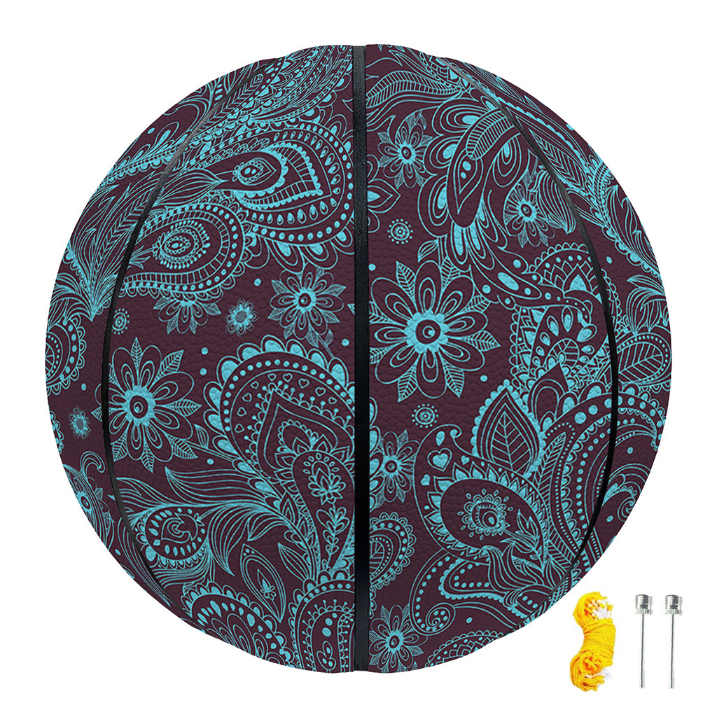 Turquoise Paisley Pattern Print Basketball