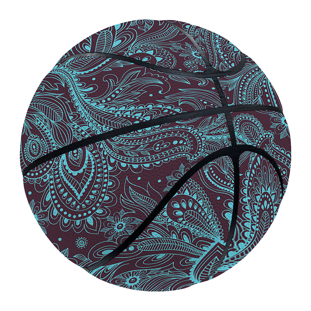 Turquoise Paisley Pattern Print Basketball