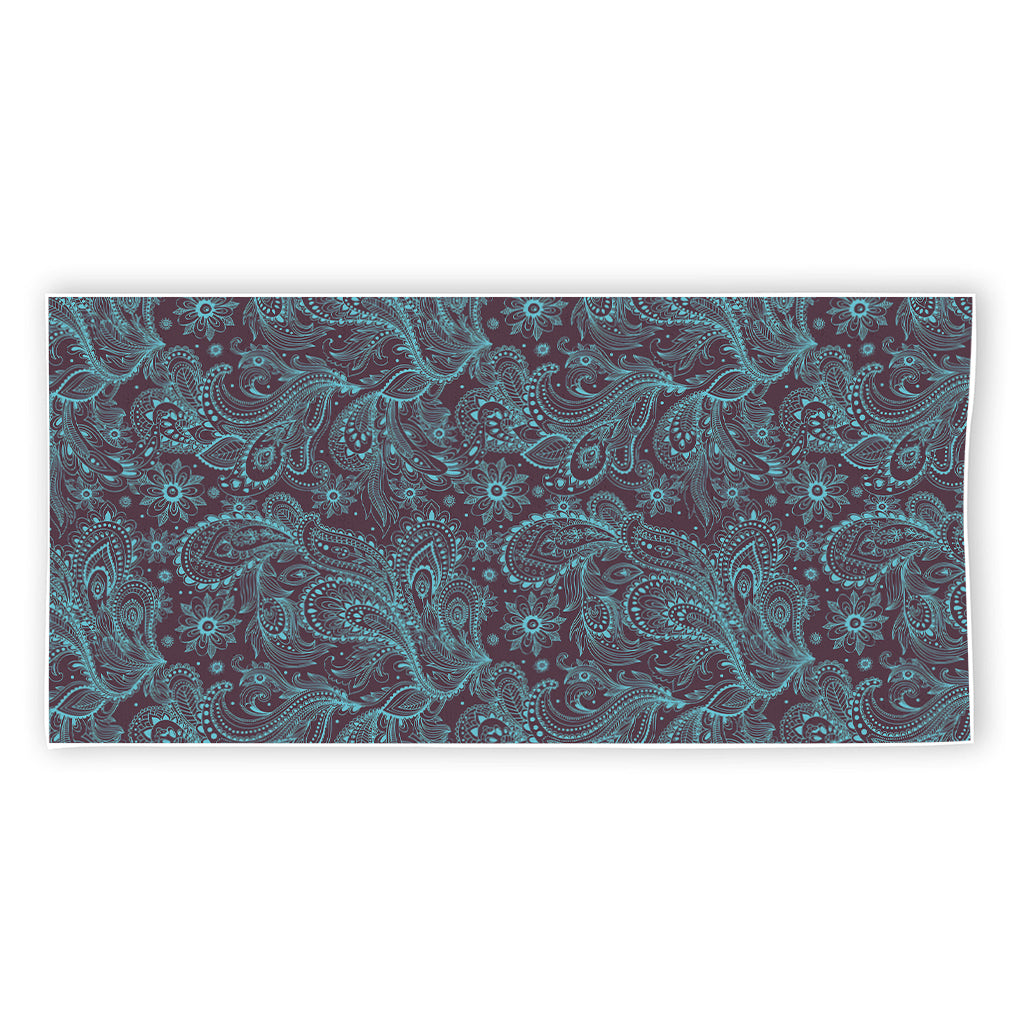 Turquoise Paisley Pattern Print Beach Towel