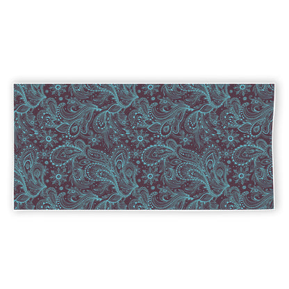 Turquoise Paisley Pattern Print Beach Towel