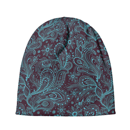 Turquoise Paisley Pattern Print Beanie