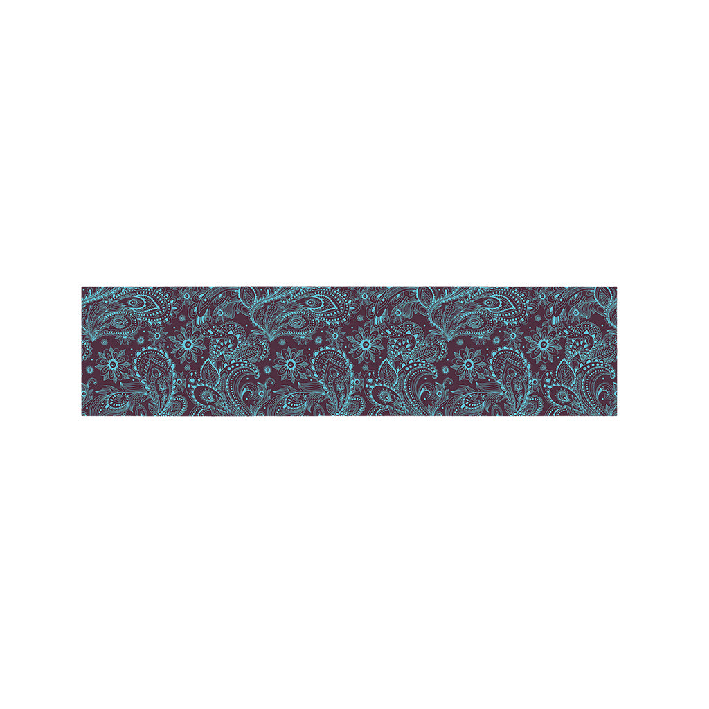 Turquoise Paisley Pattern Print Bed Runner