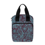 Turquoise Paisley Pattern Print Bible Tote Bag