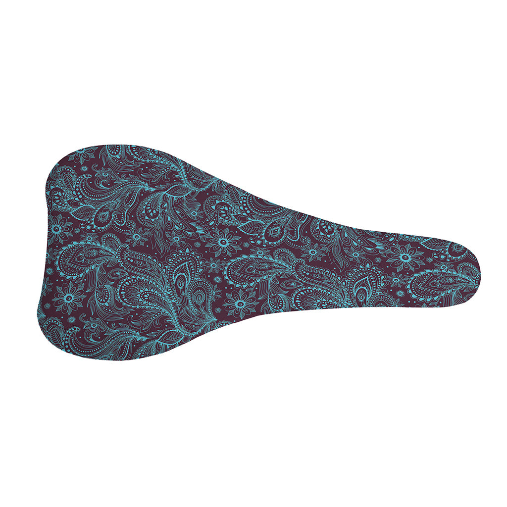 Turquoise Paisley Pattern Print Bicycle Seat Cover
