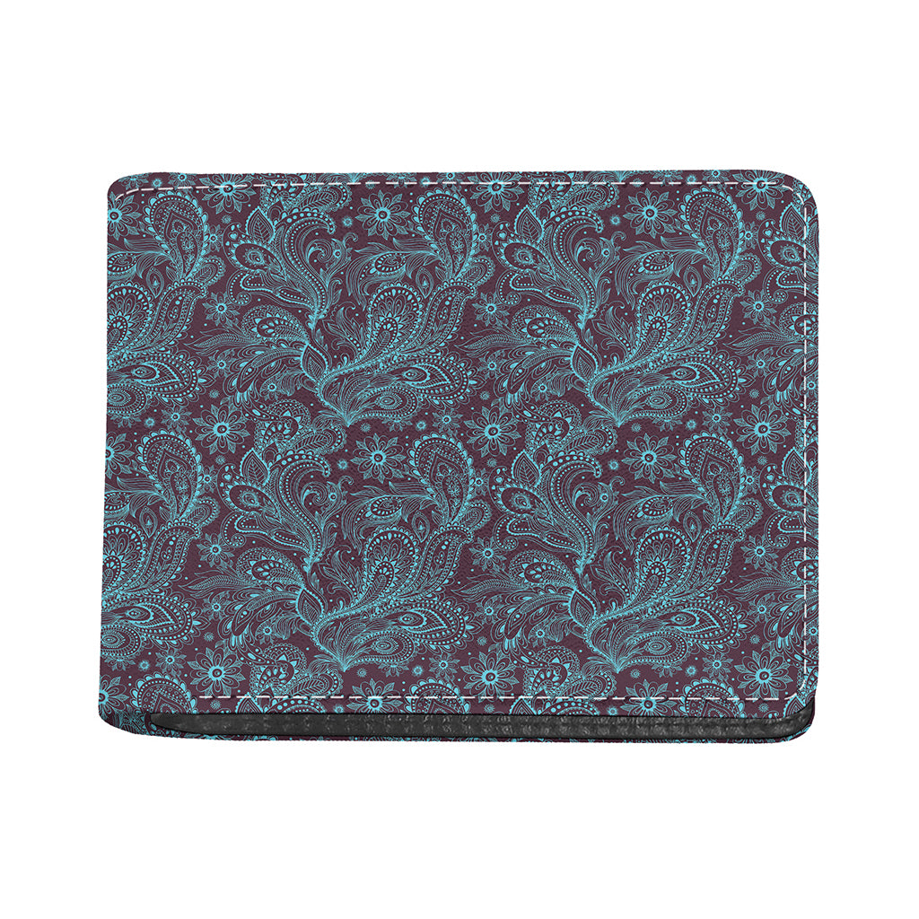 Turquoise Paisley Pattern Print Bifold Wallet