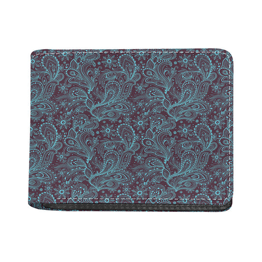 Turquoise Paisley Pattern Print Bifold Wallet