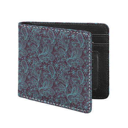 Turquoise Paisley Pattern Print Bifold Wallet