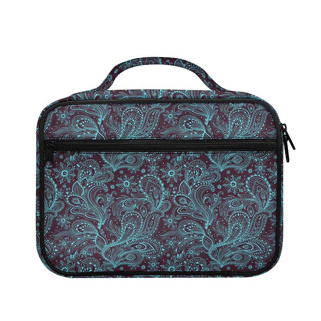 Turquoise Paisley Pattern Print Briefcase Bible Bag