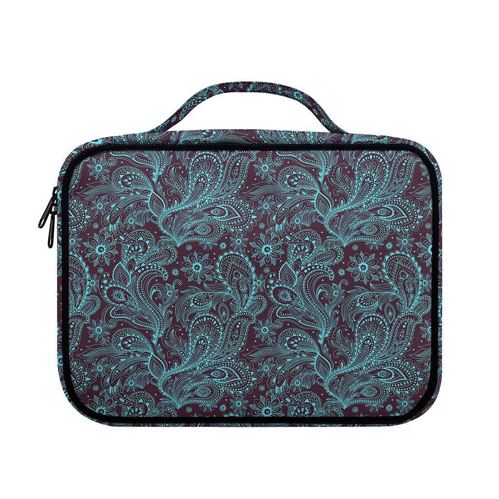 Turquoise Paisley Pattern Print Briefcase Bible Bag
