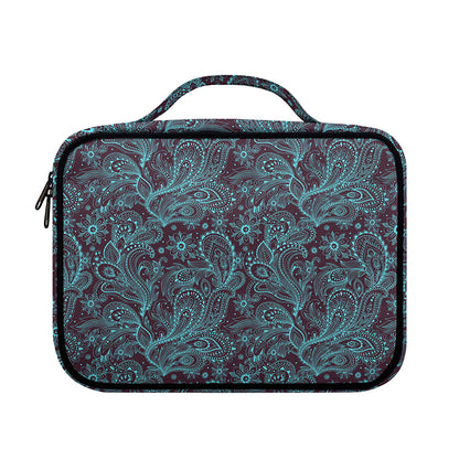 Turquoise Paisley Pattern Print Briefcase Bible Bag