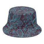 Turquoise Paisley Pattern Print Bucket Hat