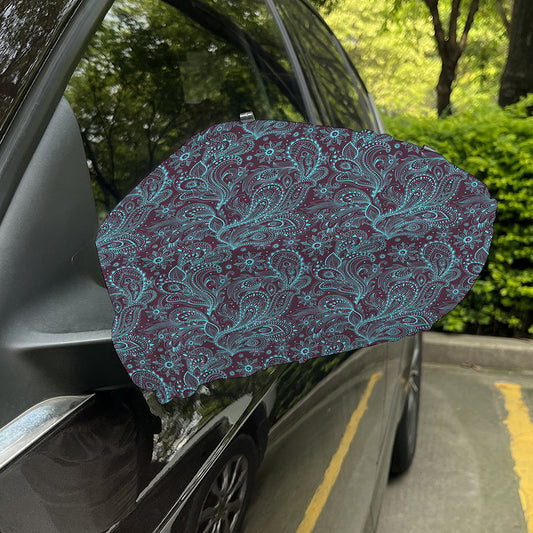 Turquoise Paisley Pattern Print Car Side Mirror Covers