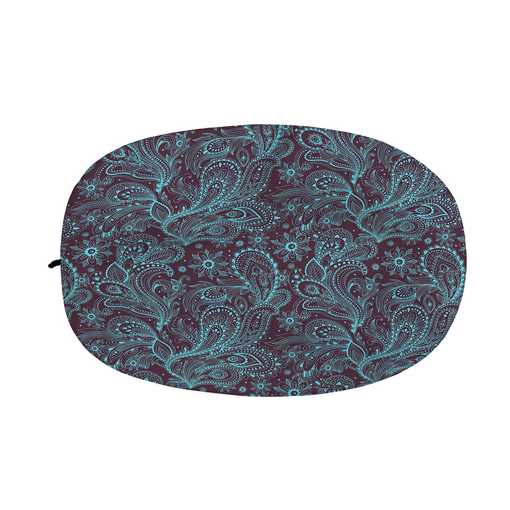 Turquoise Paisley Pattern Print Car Side Mirror Covers