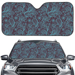 Turquoise Paisley Pattern Print Car Windshield Sun Shade