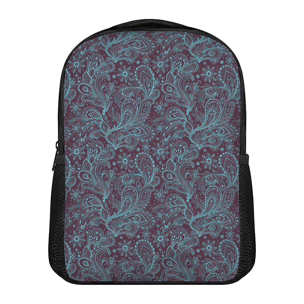 Turquoise Paisley Pattern Print Casual Backpack