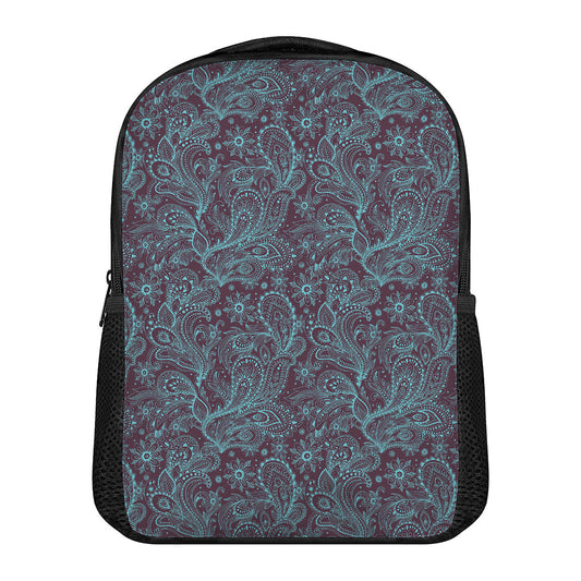 Turquoise Paisley Pattern Print Casual Backpack