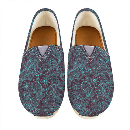 Turquoise Paisley Pattern Print Casual Shoes