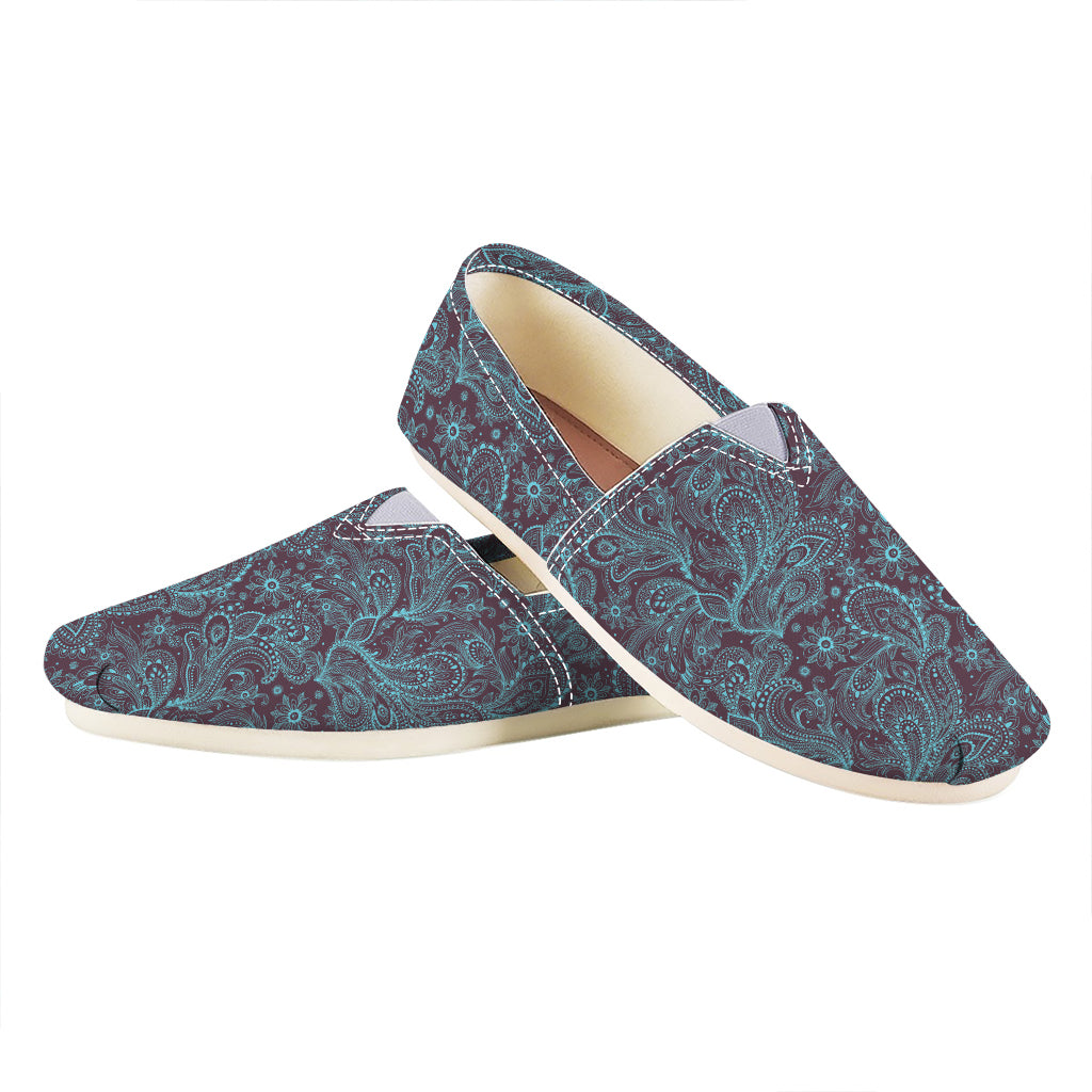 Turquoise Paisley Pattern Print Casual Shoes