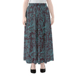 Turquoise Paisley Pattern Print Chiffon Maxi Skirt