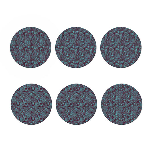Turquoise Paisley Pattern Print Coaster Set