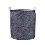Turquoise Paisley Pattern Print Collapsible Laundry Basket
