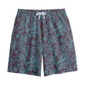 Turquoise Paisley Pattern Print Cotton Shorts