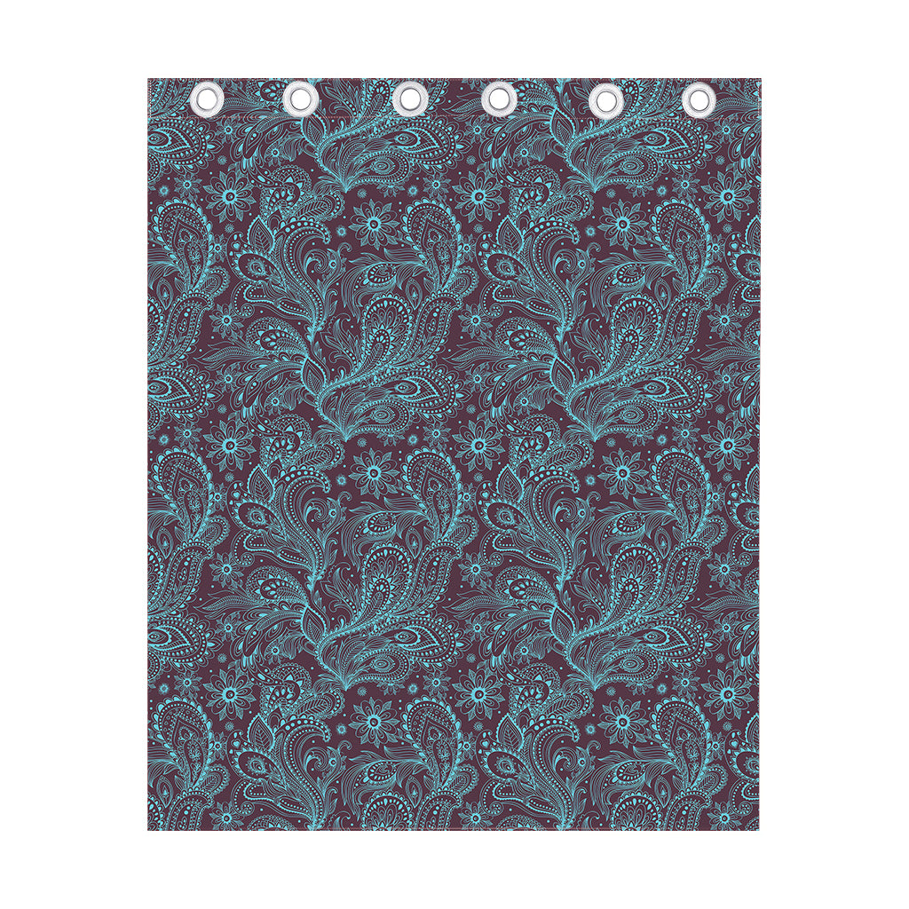 Turquoise Paisley Pattern Print Curtain