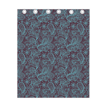 Turquoise Paisley Pattern Print Curtain