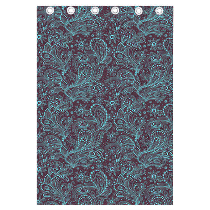 Turquoise Paisley Pattern Print Curtain