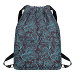 Turquoise Paisley Pattern Print Drawstring Backpack