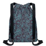 Turquoise Paisley Pattern Print Drawstring Backpack