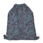 Turquoise Paisley Pattern Print Drawstring Bag