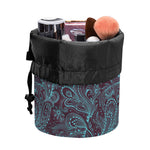 Turquoise Paisley Pattern Print Drawstring Makeup Bag