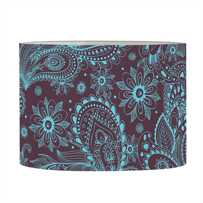 Turquoise Paisley Pattern Print Drum Lamp Shade