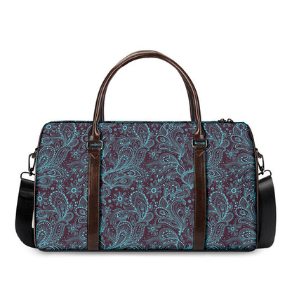 Turquoise Paisley Pattern Print Duffle Bag