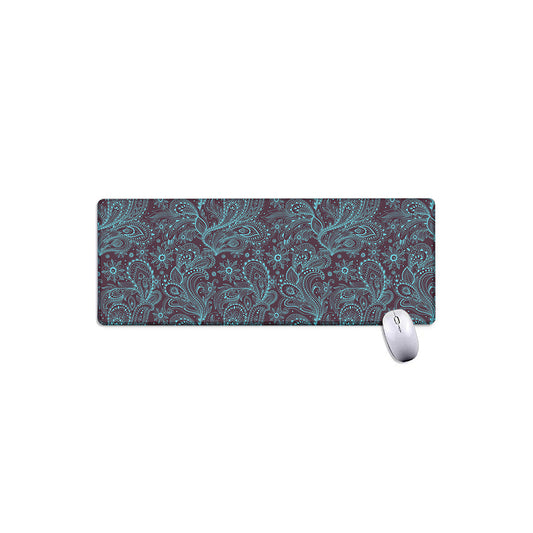 Turquoise Paisley Pattern Print Extended Mouse Pad