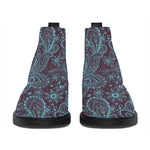 Turquoise Paisley Pattern Print Flat Ankle Boots