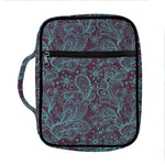 Turquoise Paisley Pattern Print Front Pocket Bible Bag