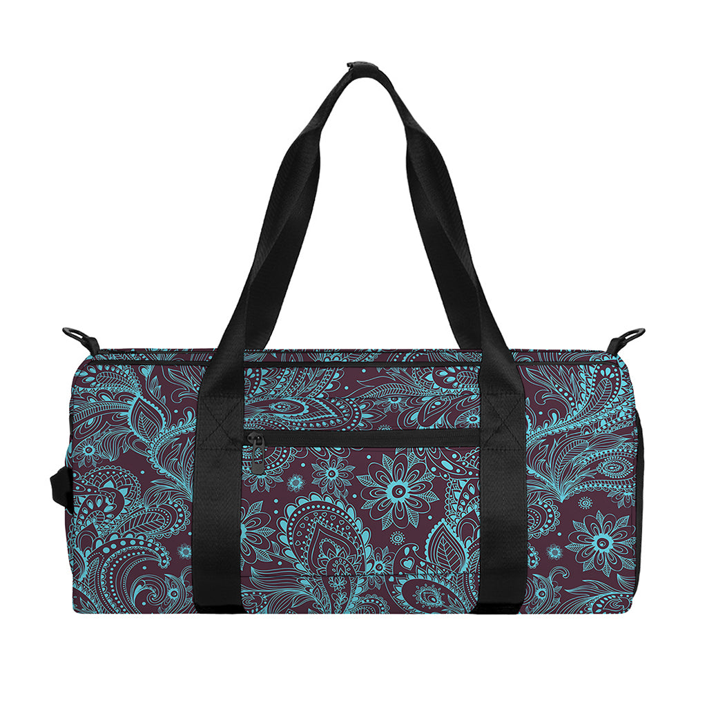 Turquoise Paisley Pattern Print Gym Bag