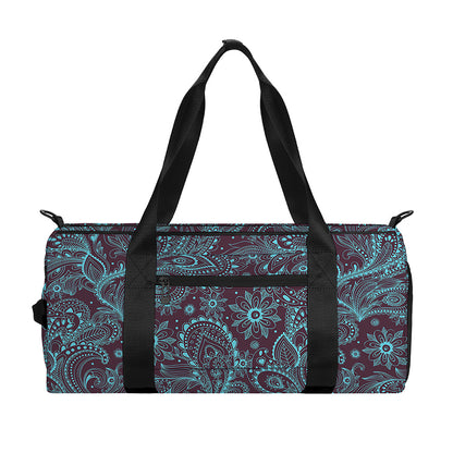 Turquoise Paisley Pattern Print Gym Bag