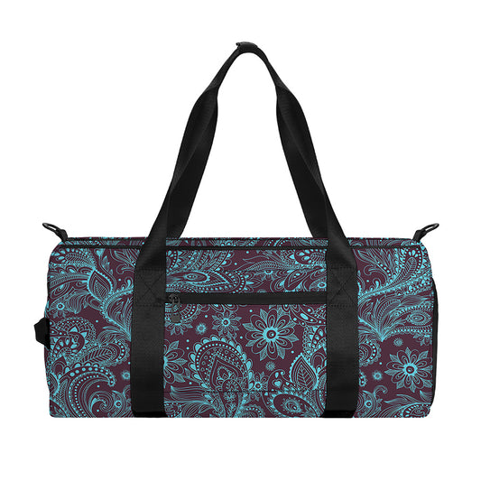 Turquoise Paisley Pattern Print Gym Bag